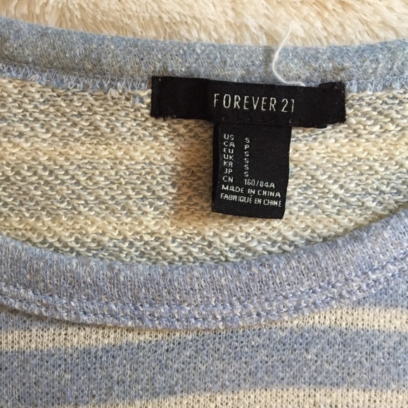 Forever 21 Striped Blue Light-Knit Sweater - Picture 2 of 2